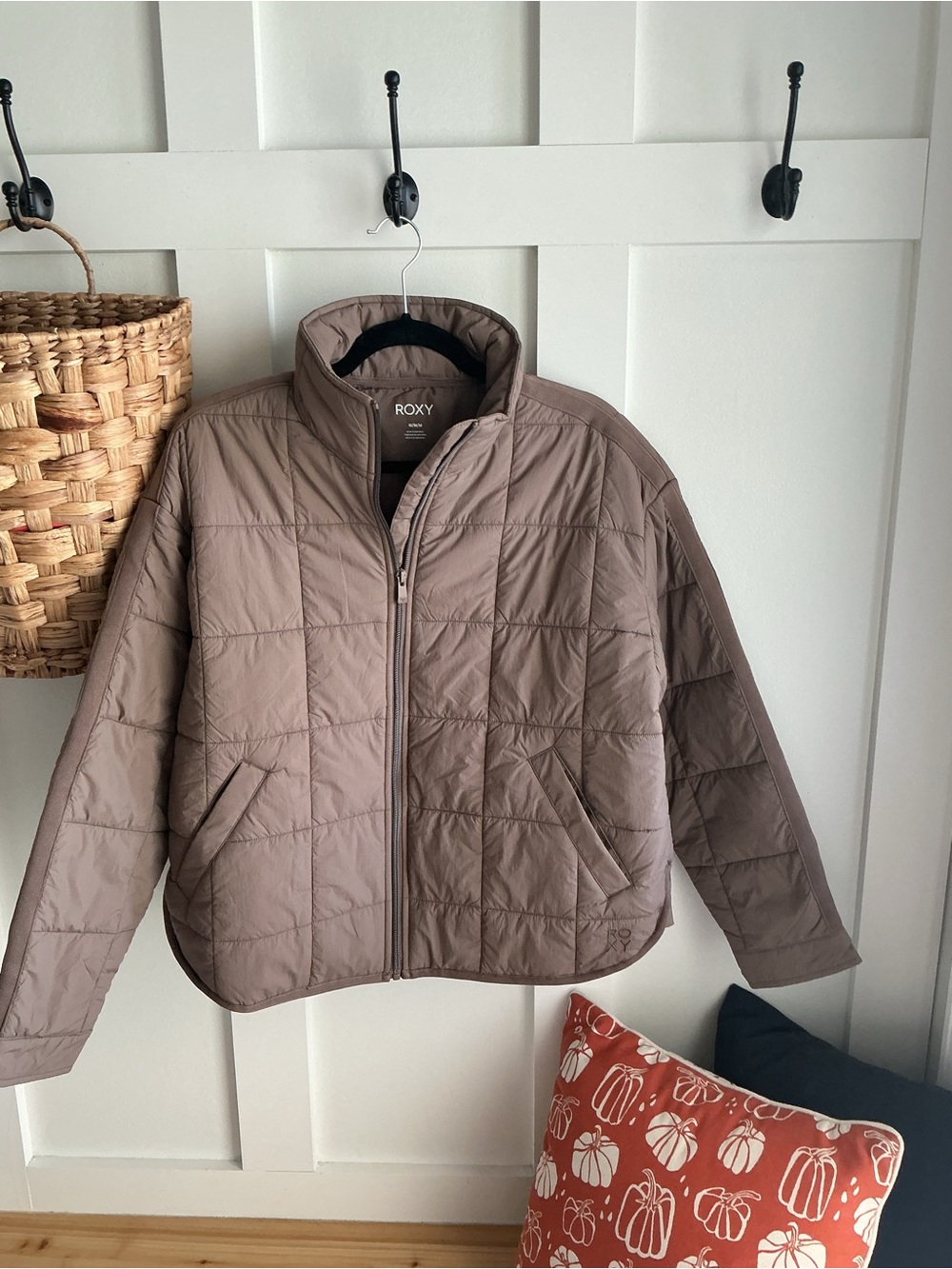 Roxy Taupe Quilted Puffer Jacket